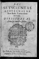 Las seyscientas apotegmas de Juan Rufo y otras obras en verso ... 