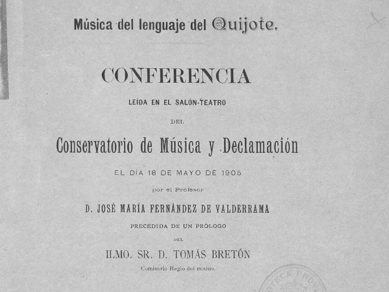 Música del lenguaje del Quijote : conferencia