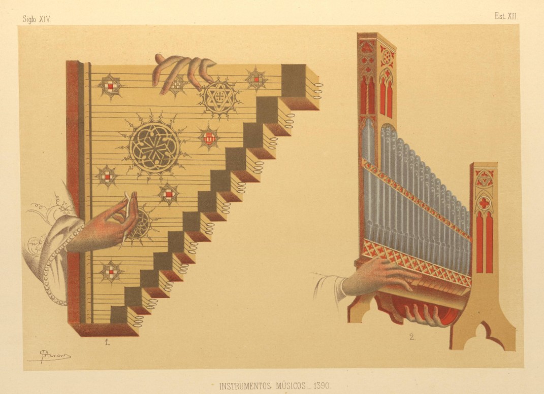 Instrumentos Músicos, 1390 : Pinturas de un...