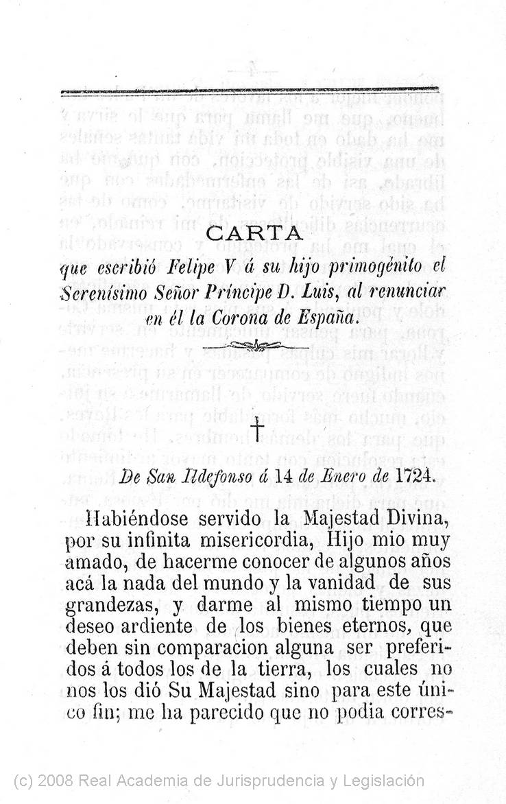 Biblioteca Virtual Del Patrimonio Bibliografico Busqueda Carta Que Al Renunciar La Corona Escribio Felipe V Rey