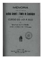 'Memoria acerca del estado del Instituto General y Técnico de Guadalajara durante el curso de 1921 a 1922 por Pablo Marcelino Martín González Secretario y Catedrático de dicho establecimiento' -   (01/01/1923)